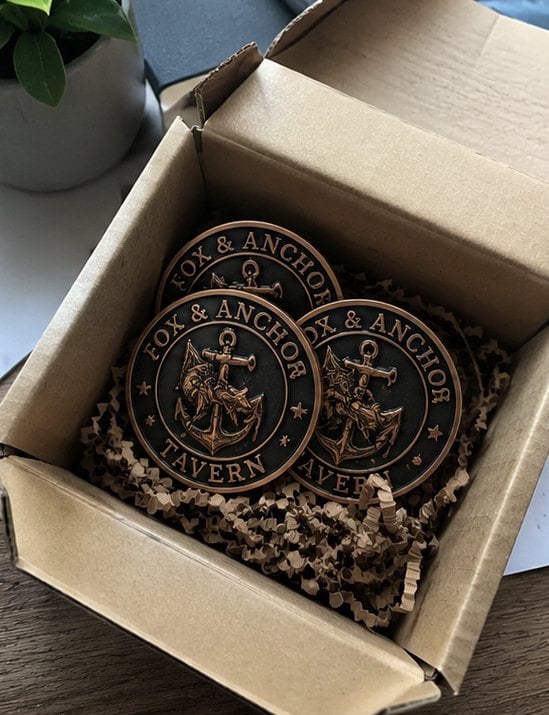 Challenge coins with logo — customer photo